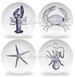 Nautical Plates,navy blue and white sealife plates,ThermoSāf® dinnerware,crab dishes,lobster art plates,octopus plates,starfish plates #807 