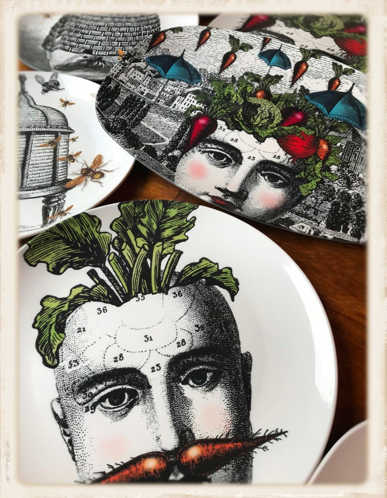 Carrot Art Dinner Plate,vegetable art plate,durable indoor/outdoor plates, Decoware™ dinnerware,10 inch plates,face art dishes 107 immagine 5