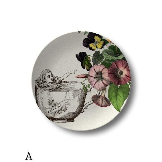 Alice in Wonderland Dinner Plates Mad Hatter Queen of Hearts Dinnerware Mad Tea Party Dishes Microwave Safe Whimsical Tableware 959 Etsy