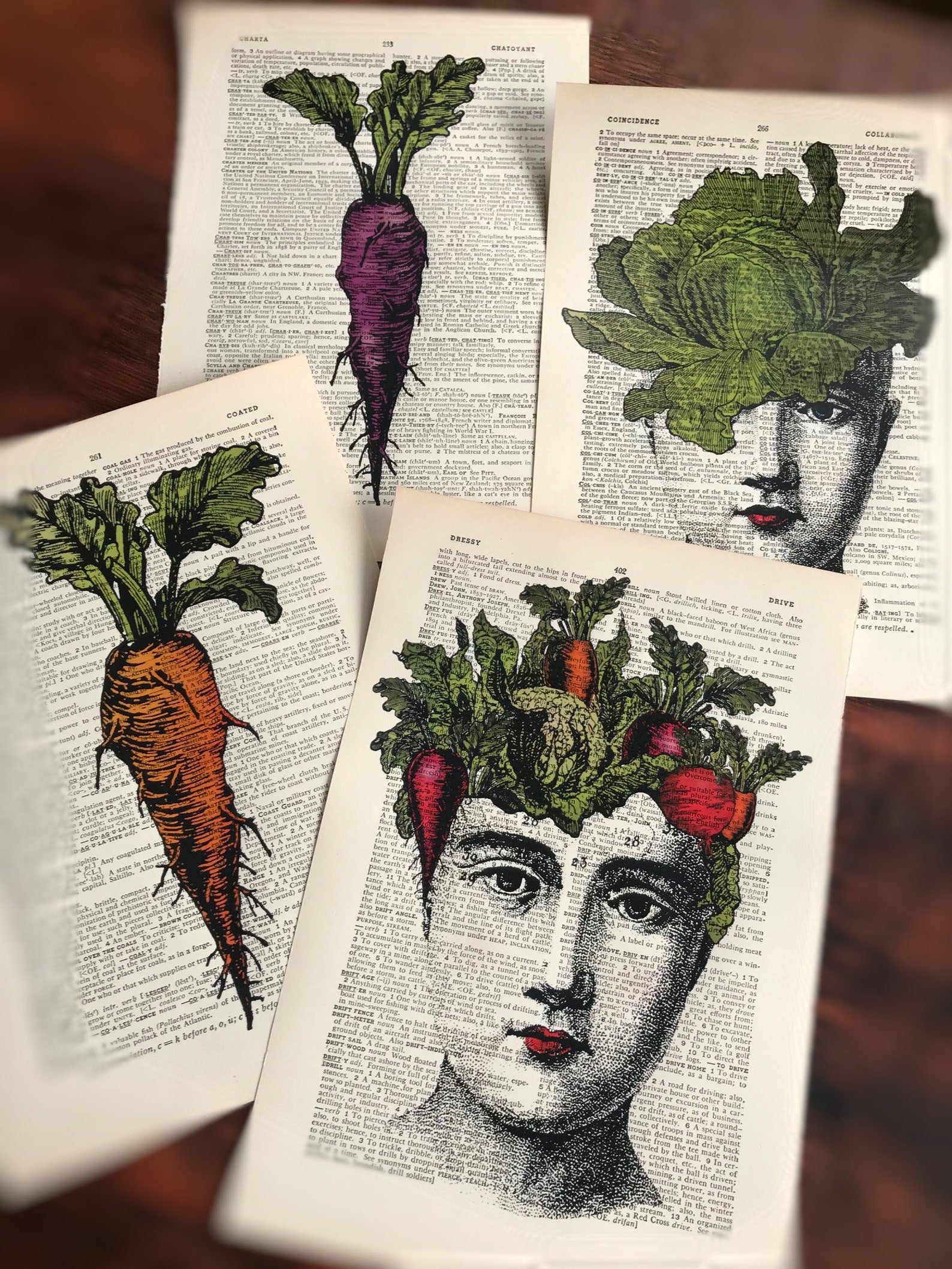 Vegetable Art Printsdictionary Art Printsface Artworkfood Etsy