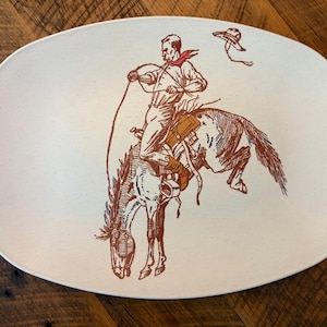 Cowboy Serving Platter: Rodeo Serving Tray, Bucking Bronco Tray, Western Kitchen Decor, Horse Art Tableware, Indoor/Outdoor Dinnerware #910p