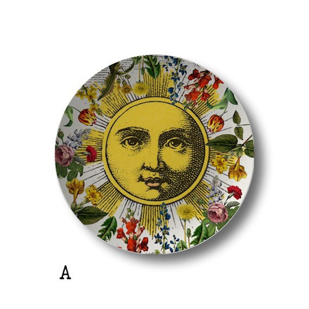 Celestial Sun Dinner Plate,decoware™,botanical Art Plate,yellow Floral