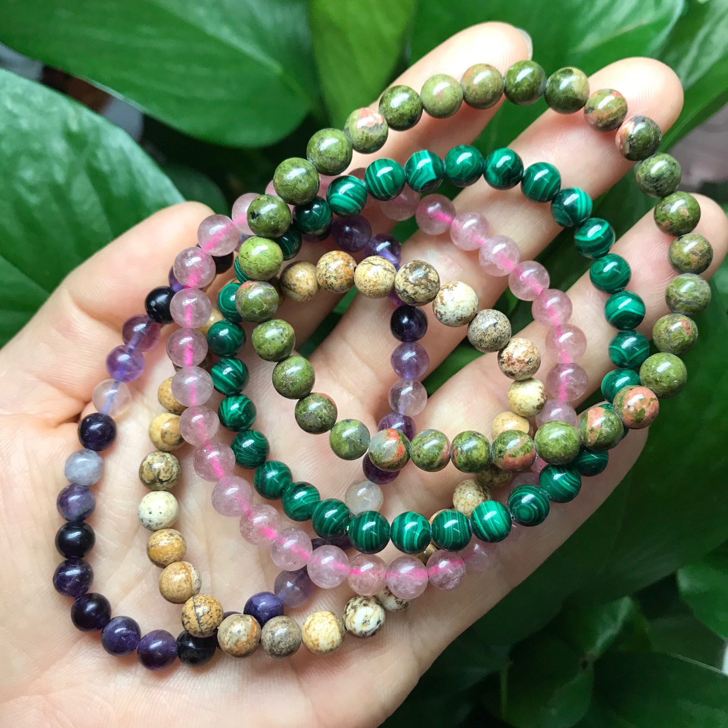 Bracelet Perles Agate Mate Noire & Malachite Verte 8mm - Fait Main Sur Mesure - Homme/Femme