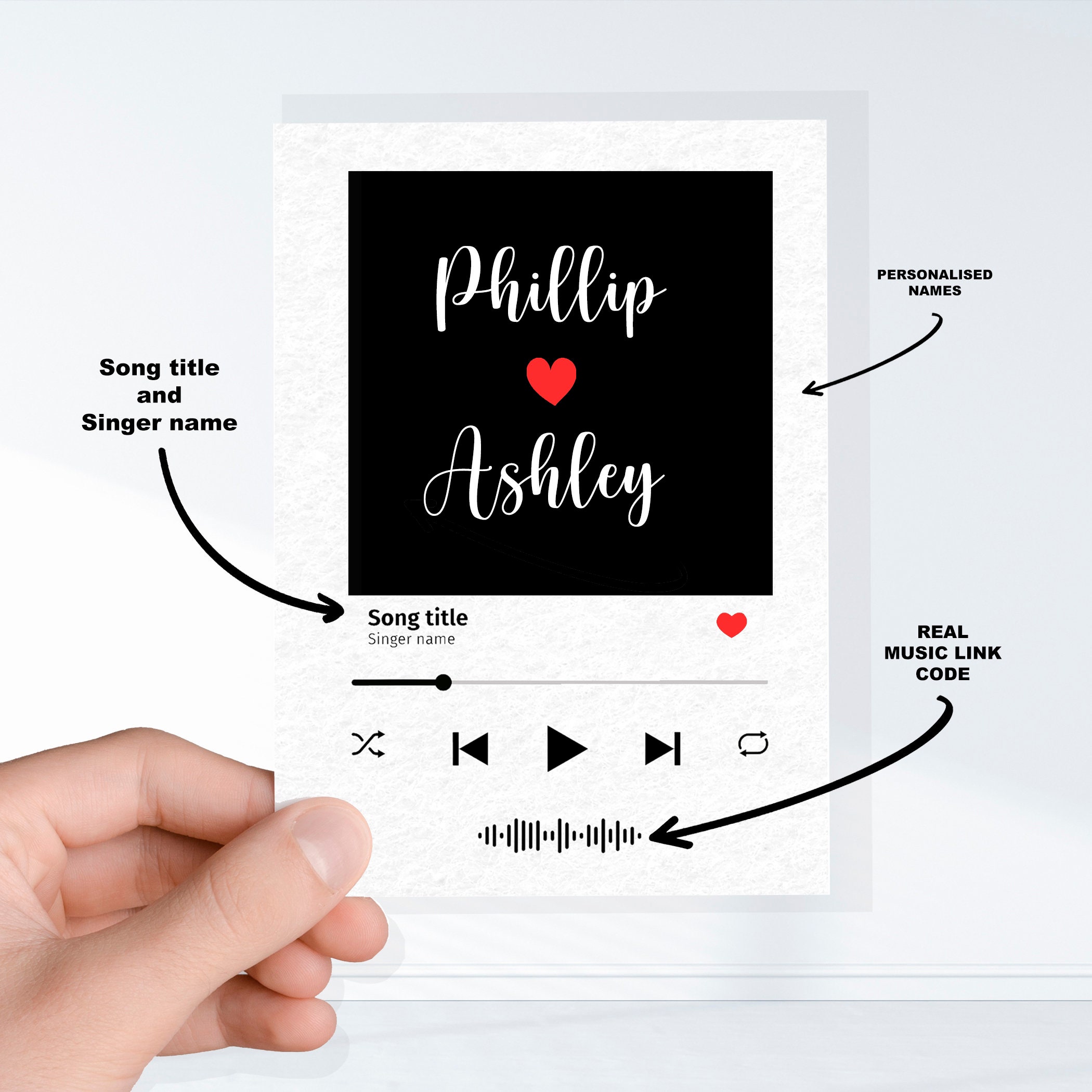 Spotify scannable code favourite song gift card custom Etsy