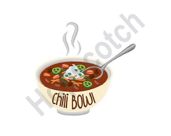 Chili Bowl - Machine Embroidery Design, Chili, Bowl