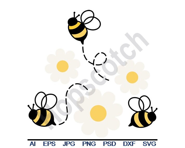 Download Bumble Bees Svg Dxf Eps Png Jpg Vector Art Clipart | Etsy