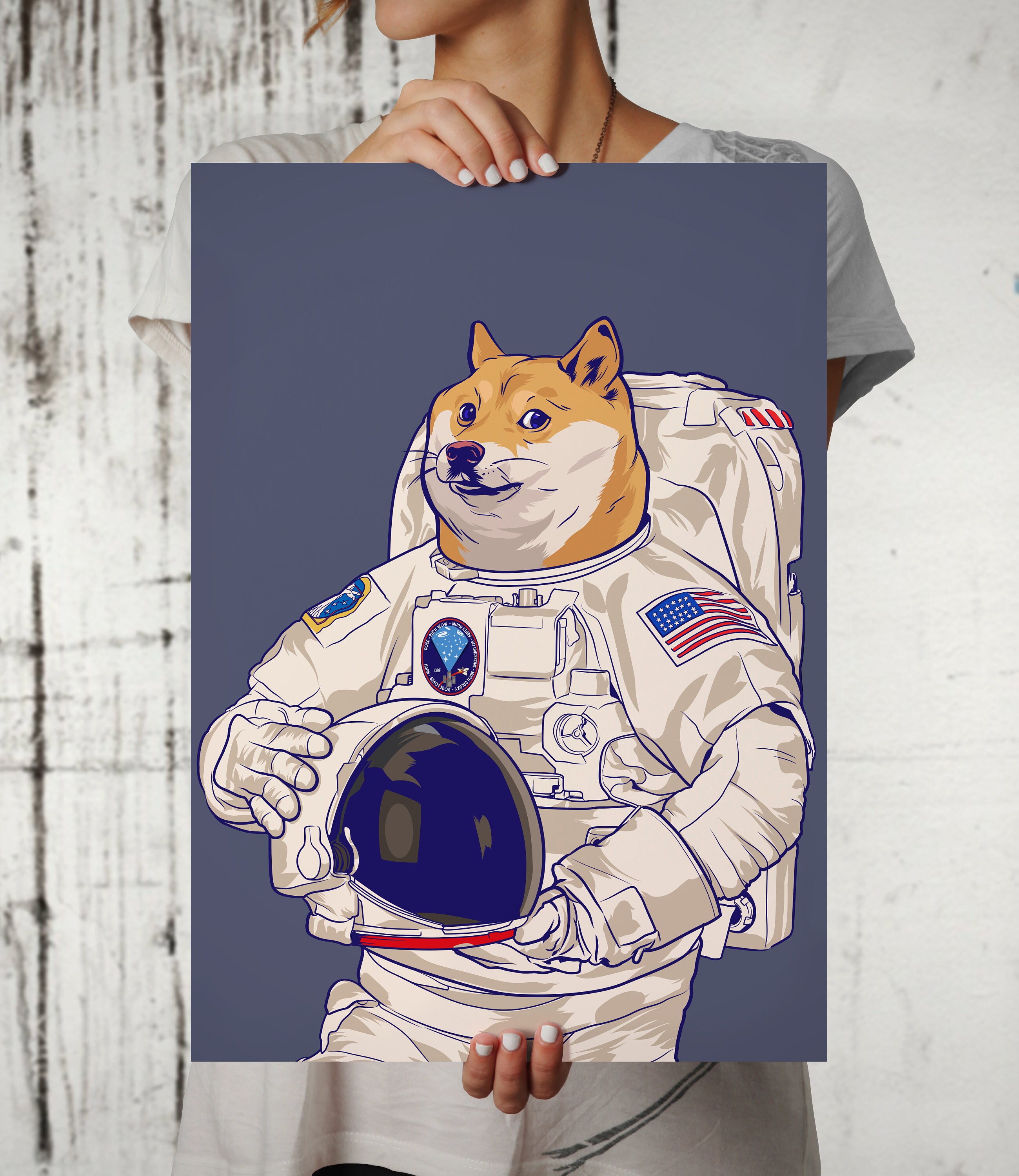 Doge meme poster Astronaut Dog internet modern pop art design | Etsy