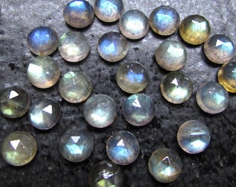 10 piedras preciosas de labradorita talla rosa AAA: cabujones redondos multifuego (6 mm o 7 mm)