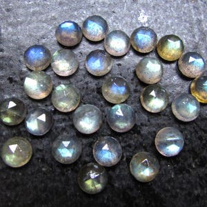 10 piedras preciosas de labradorita talla rosa AAA: cabujones redondos multifuego (6 mm o 7 mm)