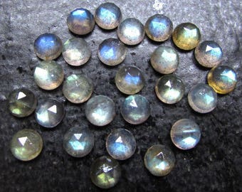 10 Pieces 4mm Labradorite Round Rose Cut Gemstone, 4mm Labradorite Rose Cut Round Cabochon Gemstone, Labradorite Flat Back Rosecut Cabochons