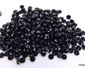 50 Black Spinel Faceted Round Gemstones, AAA Quality (1.25mm)