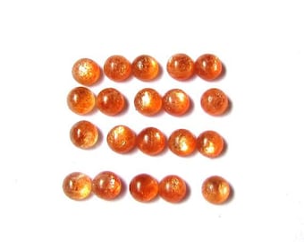 AAA Orange Sunstone Cabochons: 3mm Round Gemstones (10 Pieces)