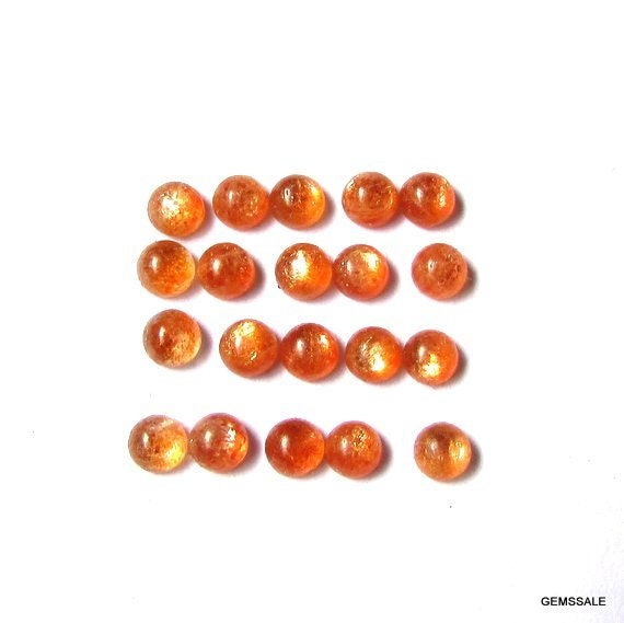 AAA Orange Sunstone Cabochons: 3mm Round Gemstones (10 Pieces)