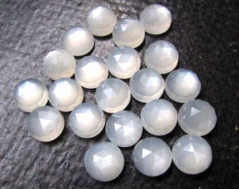 10 pieces 5mm White Moonstone Round RoseCut Cabochon Faceted, 5mm White Moonstone RoseCut Cabochon, Moonstone RoseCut Round Faceted Cabochon