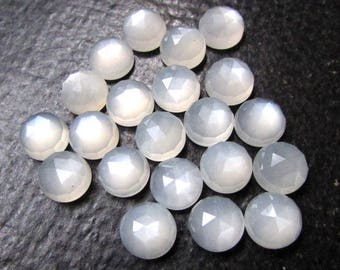 Cabujones de piedra lunar blanca AAA: corte redondo rosa de 5 mm, 10 piezas
