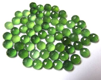 10 Green Serpentine Gemstones: 6mm Round Rose Cut