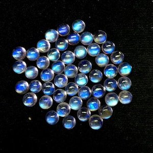 10 AAA Rainbow Moonstone Cabochons: Round Loose Gemstones, 2mm