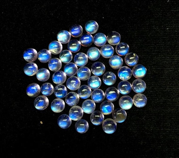 10 AAA Rainbow Moonstone Cabochons: Round Loose Gemstones, 2mm