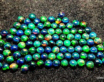 5 AAA Black Opal Cabochons: 5mm or 6mm Round Gemstones