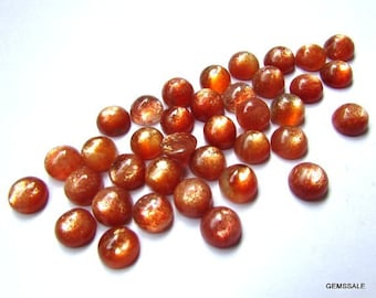 5 AAA Orange Sunstone Cabochons: Round Loose Gemstones (4mm-8mm)