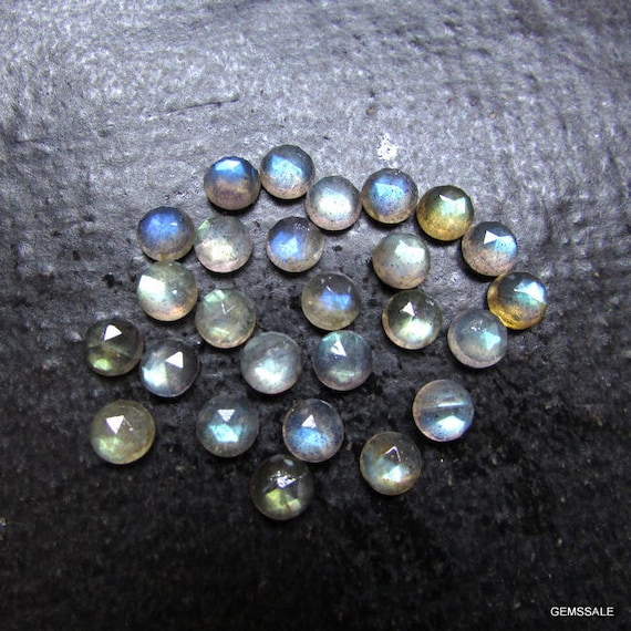 10 AAA Labradorite Gemstones: 5mm Round Rose Cut Cabochons