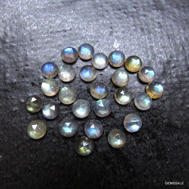 10 Pieces 5mm Labradorite Round RoseCut Gemstone, Labradorite RoseCut Round Cabochon Gemstone, Labradorite Rosecut Flat Cabochon Gemstone