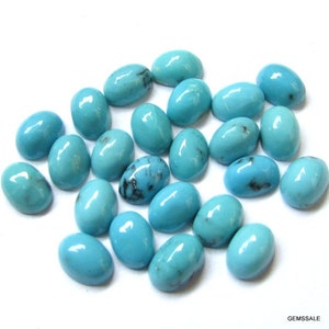 5 pieces 5x7mm Sleeping Beauty, Arizona Turquoise Oval Cabochon Smooth polished gemstone
