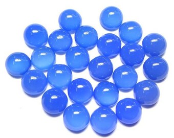 10 ciemnoniebieskich kaboszonów chalcedonowych: gładkie okrągłe kamienie szlachetne, 8 mm