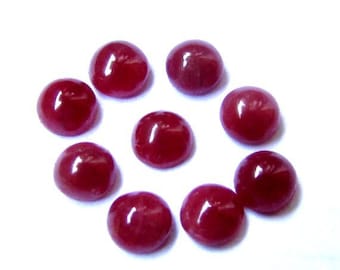 10 AAA Red Ruby Cabochons: 4mm Round Loose Gemstones
