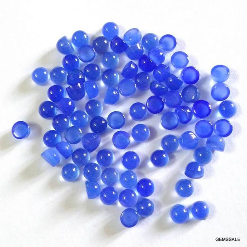 25 pcs 3mm Deep Blue chalcedony cabochon round gemstone, Deep Blue color stone, Deep Blue chalcedony cabochon gemstone, round cabochon gems image 2