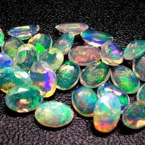 1 pcs 7x9mm Or 8x10mm Ethiopian Opal Faceted Oval Gemstone, Ethiopian Opal Faceted Oval Multi Fire Opals Calibrated Size Opals Oval Gems image 5