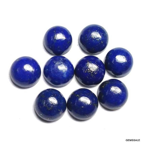 Lapis Lazuli Cabochons: 6mm or 7mm Round Gemstones, 10 Pcs