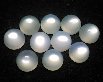 5 piece 9mm White moonstone cabochon round Gemstone, 9mm Natural White Moonstone Round Cabochon, Round Cabochon White Moonstone Gemstone