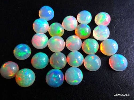 25 AAA Ethiopian Opal Cabochons: Multi-Fire Gemstones, 4mm
