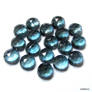 1 pcs 5mm London Blue Topaz rosecut round cabochon gemstone, london blue topaz faceted cabochons, London Blue Topaz round rose cut cabochon