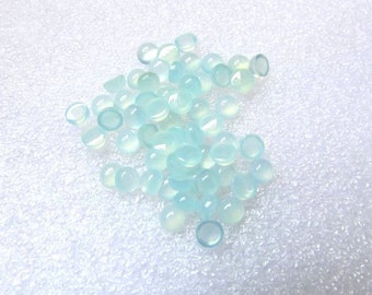 10 AAA Aqua Chalcedony 3mm Round Cabochons: Loose Gemstones