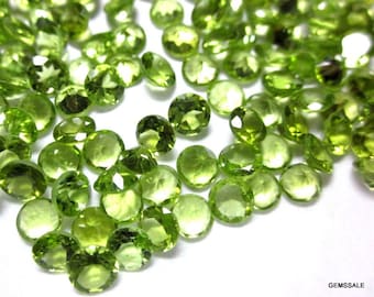 10 Faceted Peridot Gemstones: AAA Quality, 6mm Round