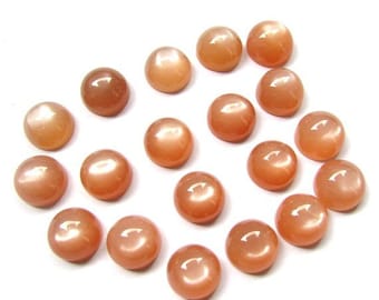 10 Peach Moonstone Cabochons: 8mm Round Loose Gemstones
