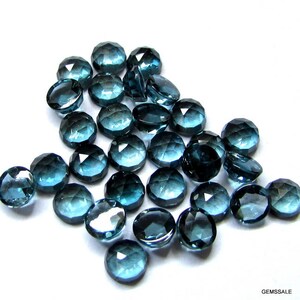 5 AAA London Blue Topaz Gemstones: 4mm Round Rose Cut Cabochons image 2