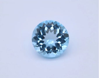 AAA Sky Blue Topaz Gemstone: 8mm or 10mm Faceted Round Loose Stone