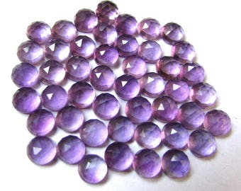 10pc AAA Amethyst Cabochons: 6mm Round Rose Cut Gemstones