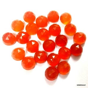 10 Stück 6mm Karneol Runder Rosenschliff Edelstein, Oranger Karneol Rosenschliff Runder Cabochon Edelstein Karneol Rosenschliff Cabochon Runder Edelstein