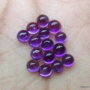 10 piece 5mm Amethyst Cabochon Round Loose Gemstone 100% Natural Cabochon Amethyst Round Gemstone Cabochon Amethyst, Round Cabochon Gemstone image 2