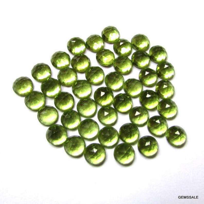 25 pieces 3mm Peridot Round Rose Cut Cabochon gemstone, AAA Quality 100% Natural 3mm peridot rose faceted cabochon calibrated gems image 5