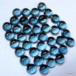 5 pcs 6mm London Blue Topaz cabochon Round Loose Gemstone AAA++ quality 100% Natural London Blue Topaz Round cabochon Gemstone top quality