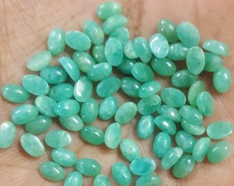 10 AAA Amazonite Cabochons: Green Oval Gemstones (4x6mm)