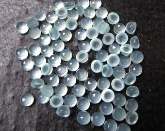 10 Aqua Chalcedony 3mm Rosecut Gemstones: Round AAA Quality