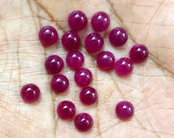 10 cabujones de rubí rojo natural AAA: piedras preciosas sueltas redondas (2-3 mm)