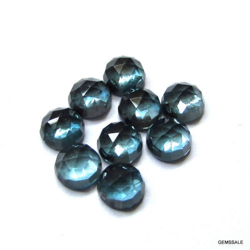 london blue topaz faceted cabochons London Blue Topaz round rose cut cabochon 1 pcs 8mm London Blue Topaz rosecut round cabochon gemstone