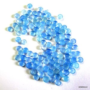 10 Pieces 4mm Blue Chalcedony Round Cabochon Gemstone, Blue Chalcedony Cabochon Round Gemstone